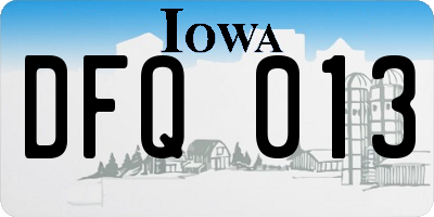 IA license plate DFQ013