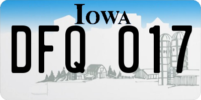 IA license plate DFQ017