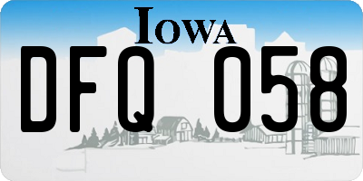 IA license plate DFQ058