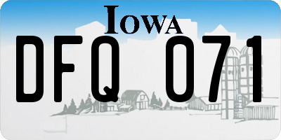 IA license plate DFQ071