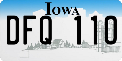 IA license plate DFQ110