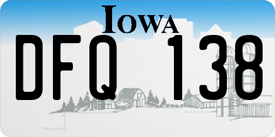 IA license plate DFQ138