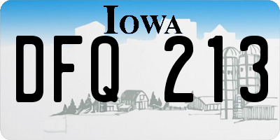 IA license plate DFQ213