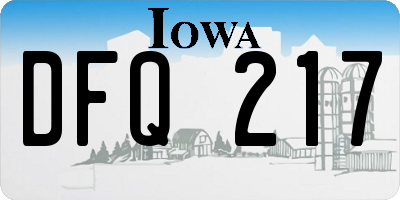 IA license plate DFQ217