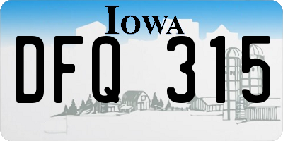 IA license plate DFQ315