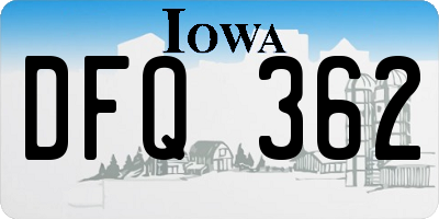 IA license plate DFQ362