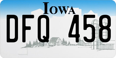 IA license plate DFQ458