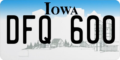 IA license plate DFQ600