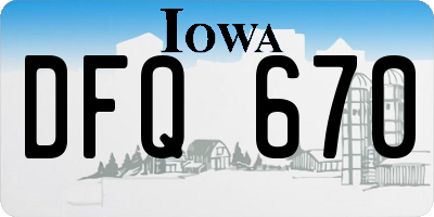 IA license plate DFQ670