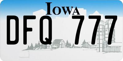 IA license plate DFQ777