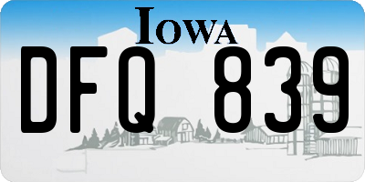 IA license plate DFQ839
