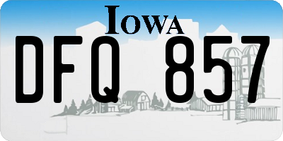 IA license plate DFQ857