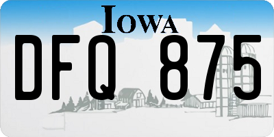 IA license plate DFQ875