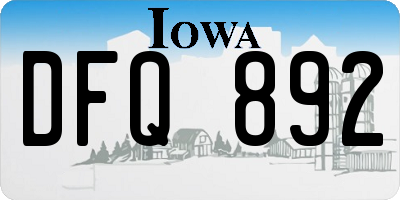 IA license plate DFQ892
