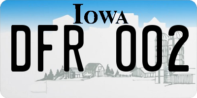 IA license plate DFR002