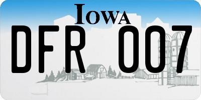 IA license plate DFR007