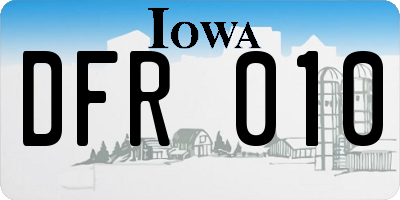 IA license plate DFR010