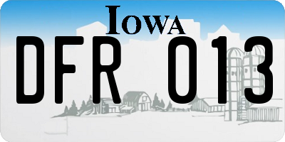 IA license plate DFR013