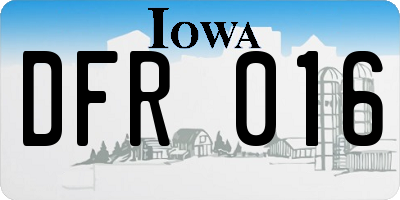 IA license plate DFR016
