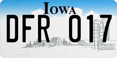 IA license plate DFR017
