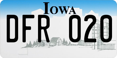 IA license plate DFR020