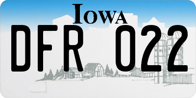 IA license plate DFR022
