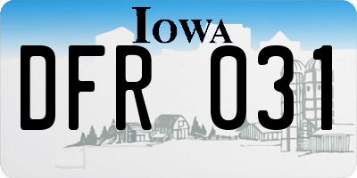 IA license plate DFR031