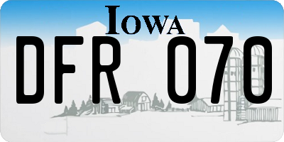 IA license plate DFR070
