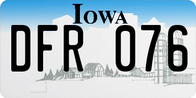 IA license plate DFR076