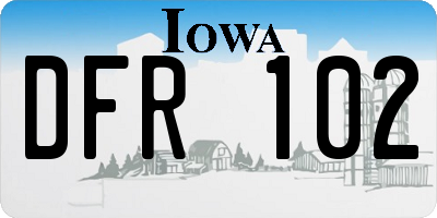 IA license plate DFR102