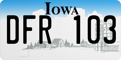 IA license plate DFR103