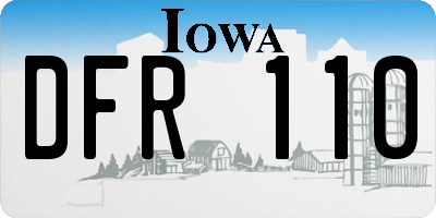 IA license plate DFR110