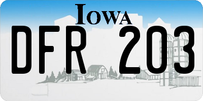 IA license plate DFR203