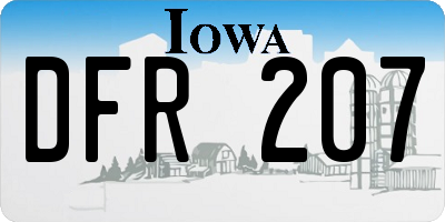 IA license plate DFR207