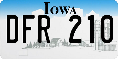 IA license plate DFR210