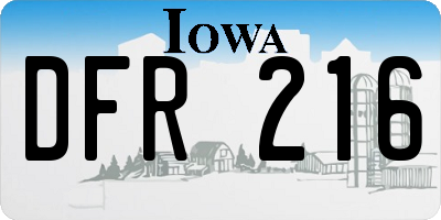 IA license plate DFR216