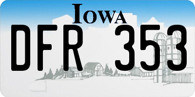 IA license plate DFR353