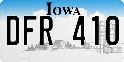 IA license plate DFR410