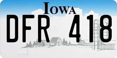 IA license plate DFR418
