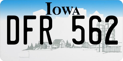 IA license plate DFR562