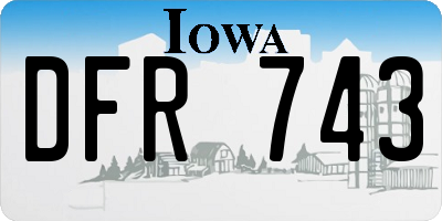 IA license plate DFR743
