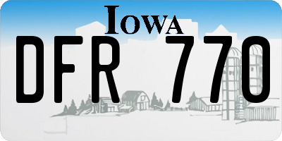 IA license plate DFR770