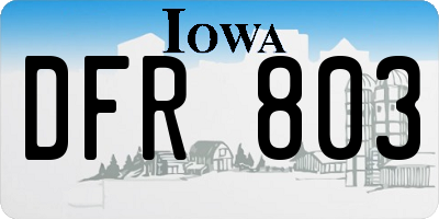 IA license plate DFR803