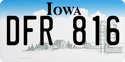 IA license plate DFR816