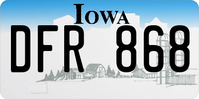 IA license plate DFR868