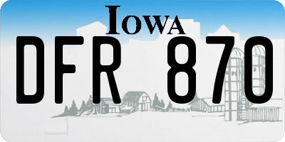 IA license plate DFR870