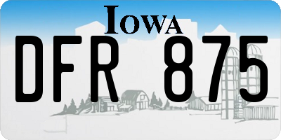 IA license plate DFR875