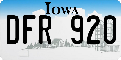 IA license plate DFR920