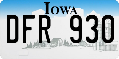 IA license plate DFR930