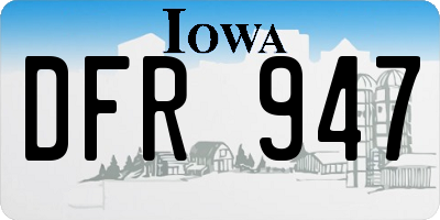 IA license plate DFR947